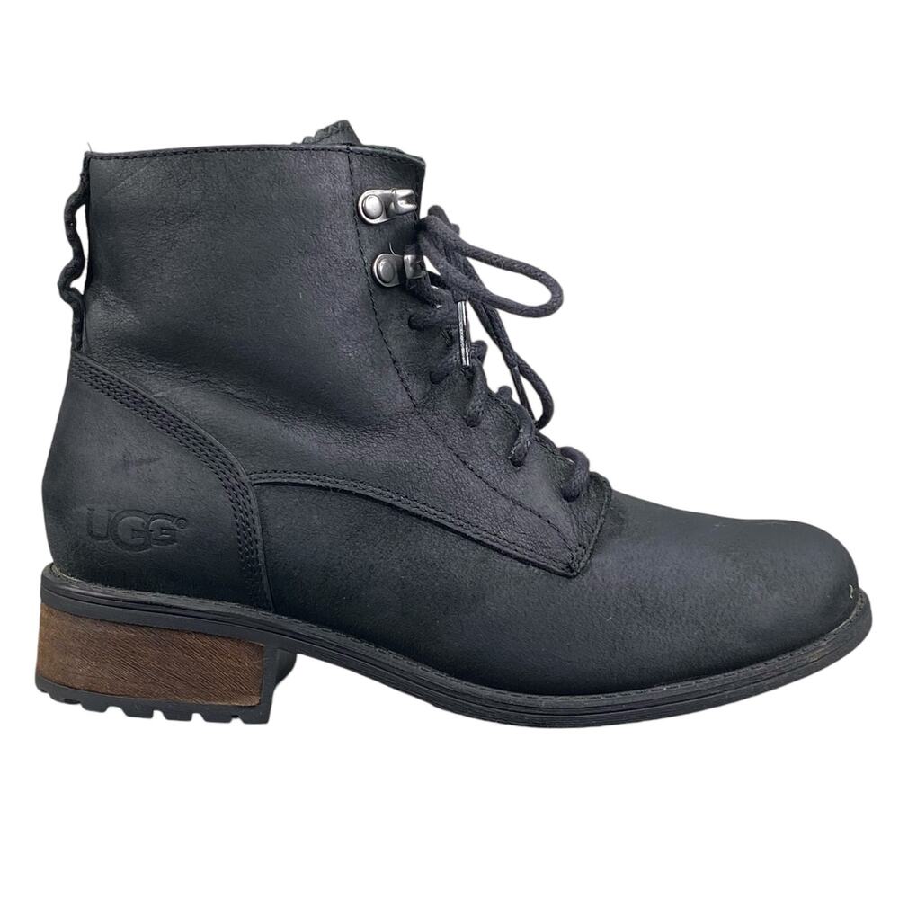 UGG Women’s Denhali Black Leather Lace Up Hiking Boot Size US 7